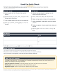 Cover of the Used Car Quick Check, a free one-page used car checklist